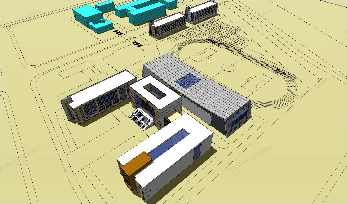 High School Layout Plan sketchup model preview - SketchupBox