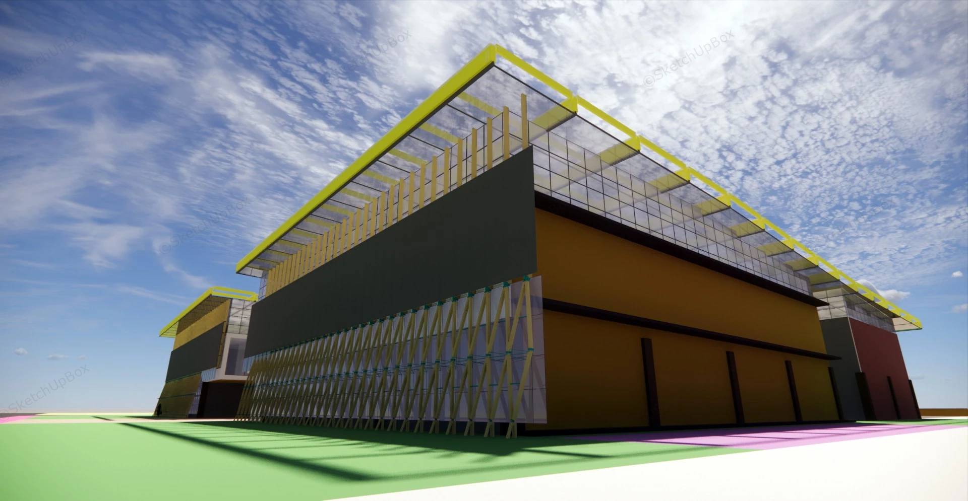 Public Library Exterior Design sketchup model preview - SketchupBox