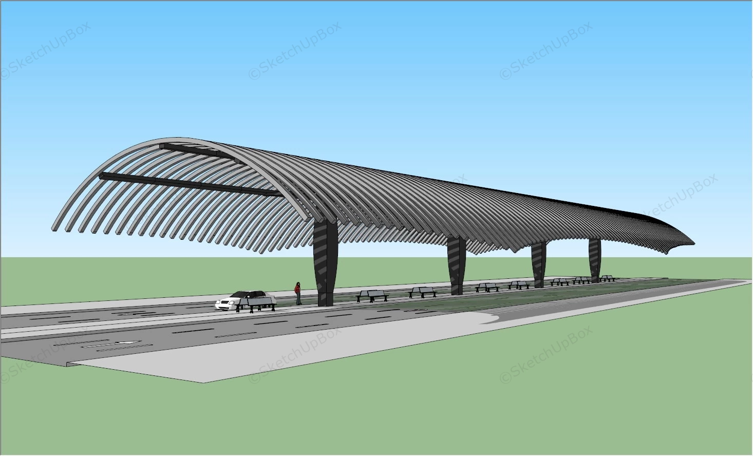 Taxi Stand sketchup model preview - SketchupBox