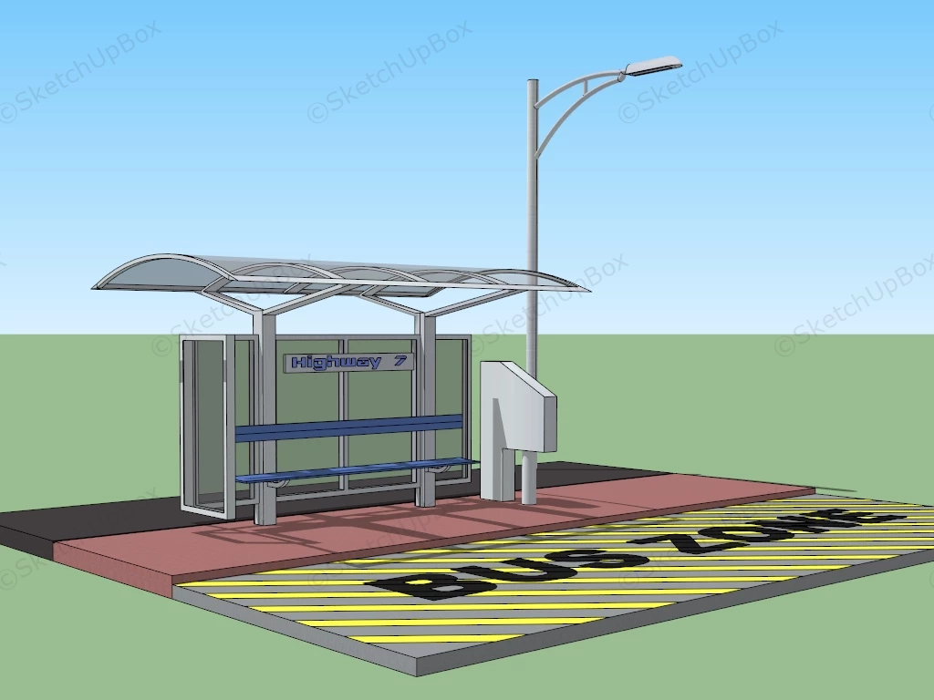 Modern Bus Stop SketchUp 3D Model .skp File Download - SketchupBox