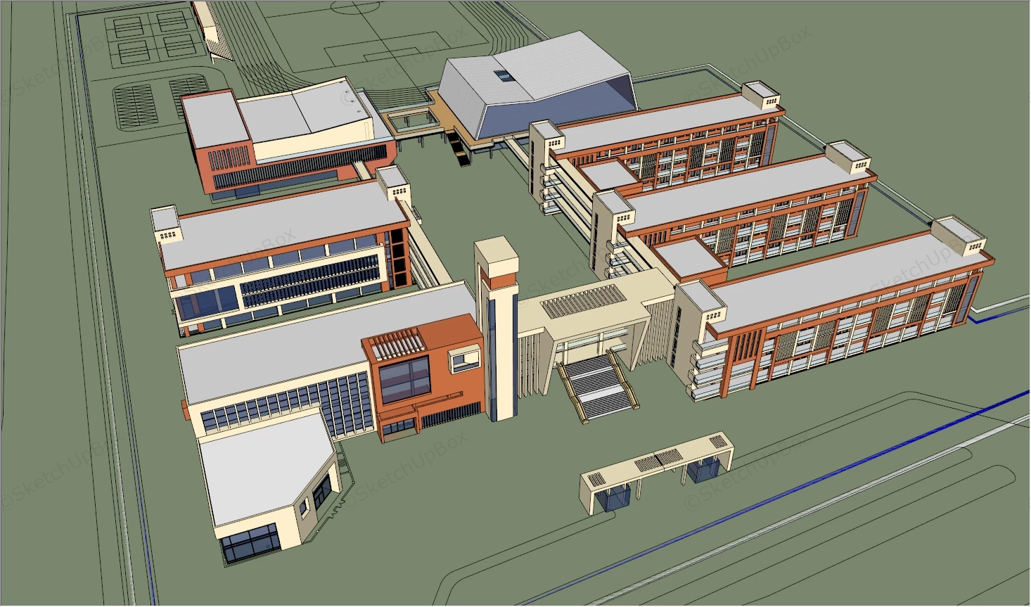 Middle School Plans sketchup model preview - SketchupBox