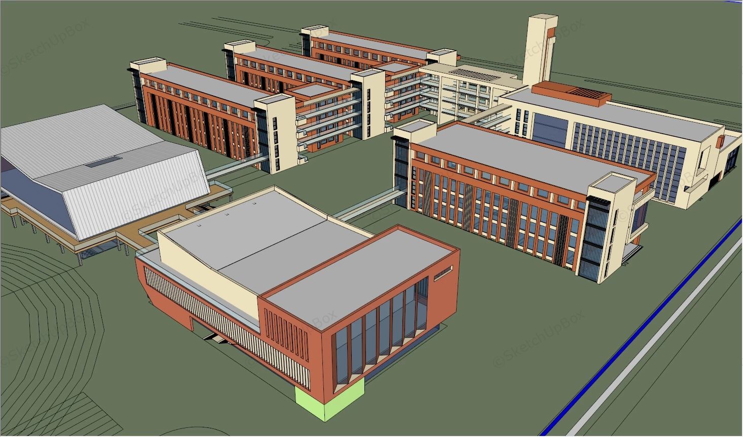 Middle School Plans sketchup model preview - SketchupBox