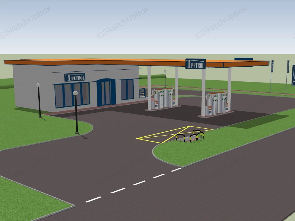 Petrol Gas Station sketchup model preview - SketchupBox