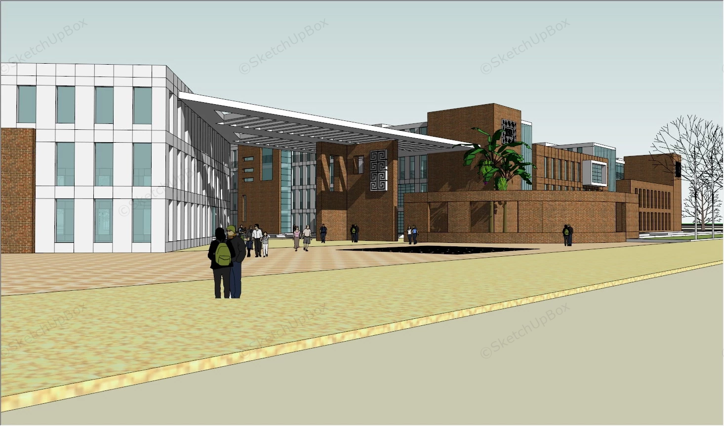 Modern High School Design Concept sketchup model preview - SketchupBox