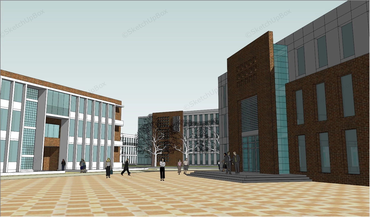 Modern High School Design Concept sketchup model preview - SketchupBox