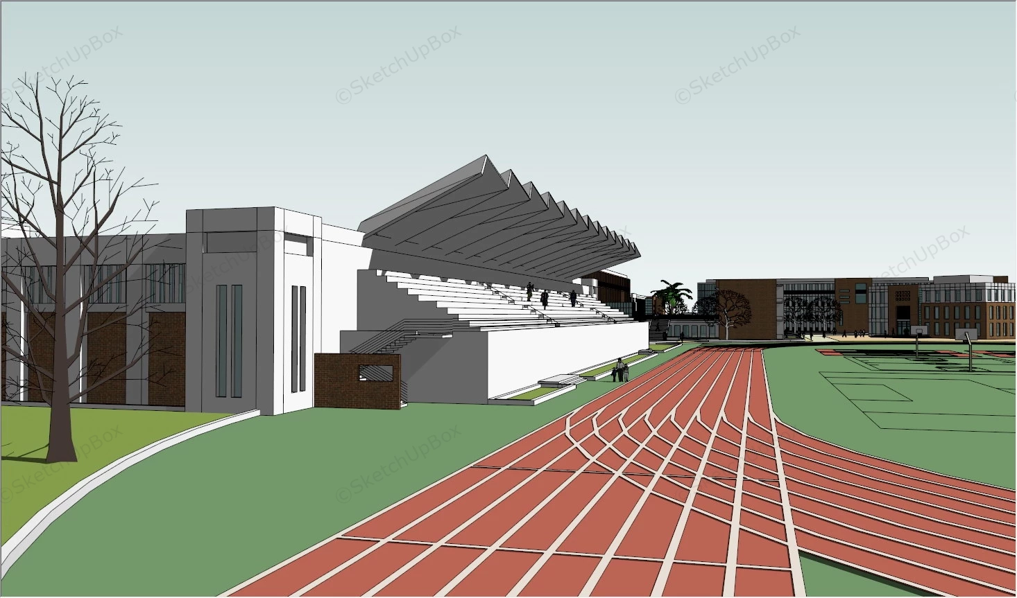 Modern High School Design Concept sketchup model preview - SketchupBox