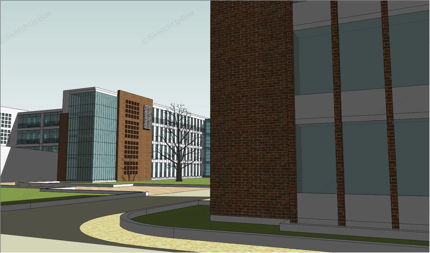 Modern High School Design Concept sketchup model preview - SketchupBox