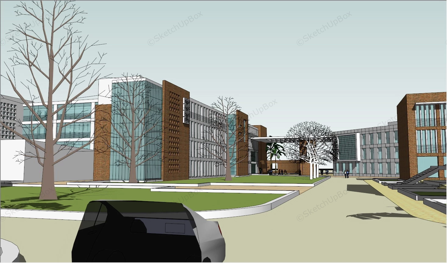 Modern High School Design Concept sketchup model preview - SketchupBox