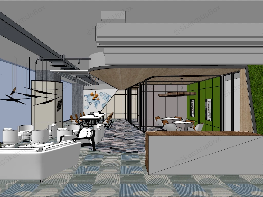 Commercial Office Break Area Design sketchup model preview - SketchupBox