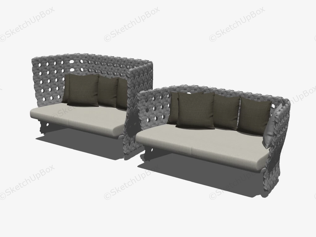 Outdoor Bamboo Sofa Set sketchup model preview - SketchupBox