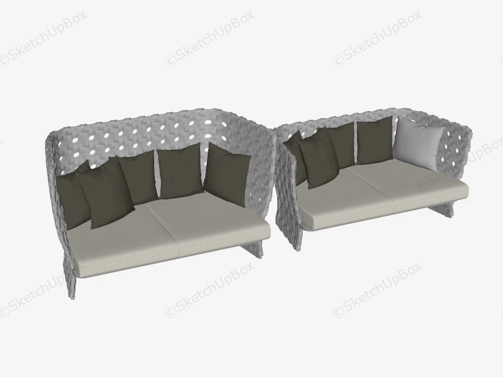 Outdoor Bamboo Sofa Set sketchup model preview - SketchupBox