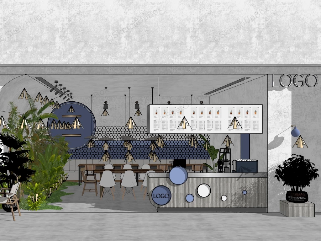 Beverage And Tea Shop Design sketchup model preview - SketchupBox