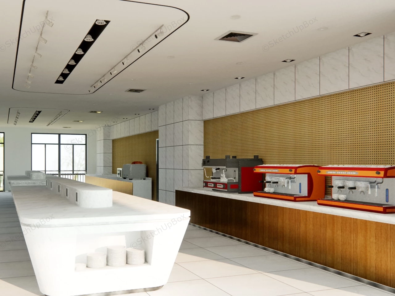 Restaurant Buffet Counter Design sketchup model preview - SketchupBox