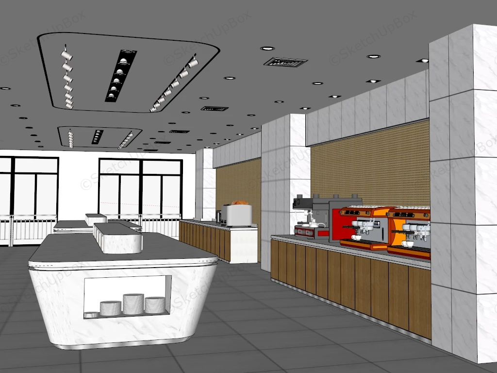 Restaurant Buffet Counter Design sketchup model preview - SketchupBox