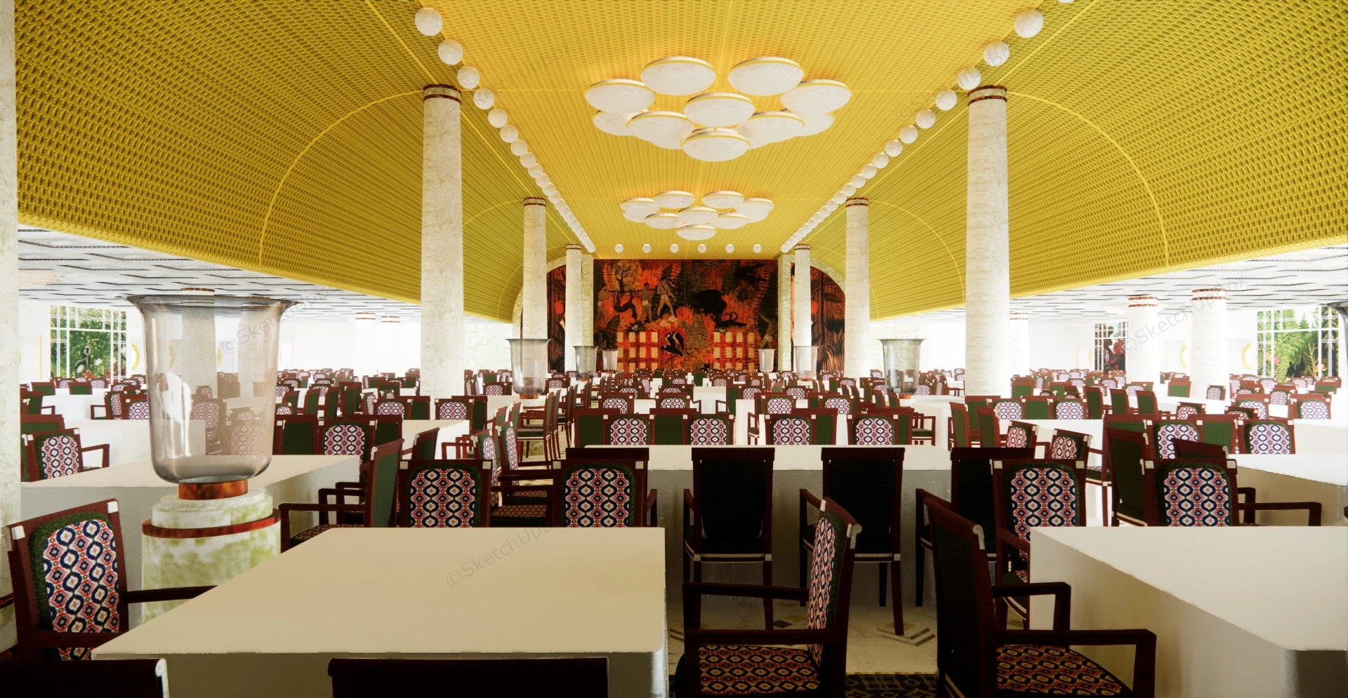 Large Banquet Hall Design sketchup model preview - SketchupBox