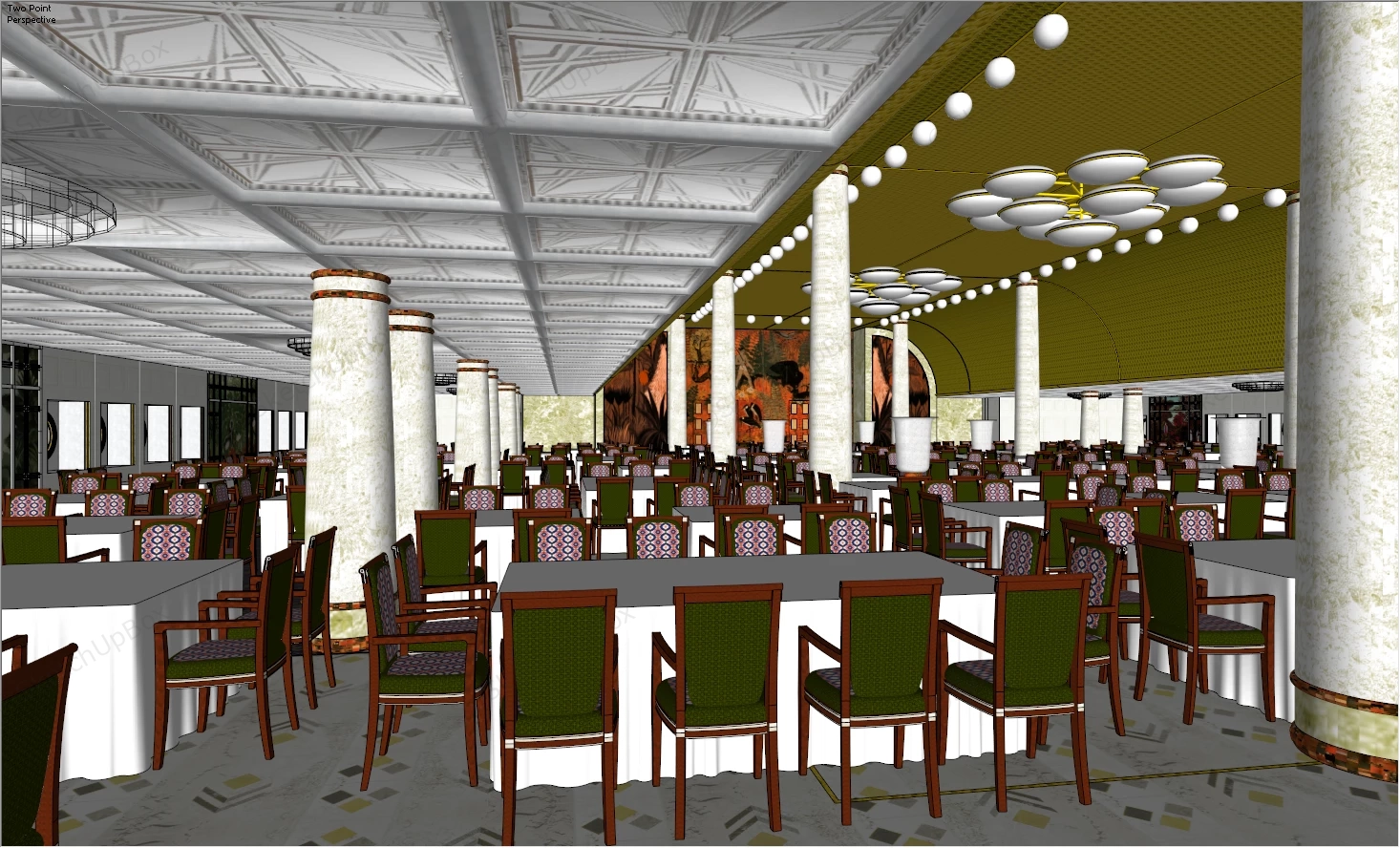 Large Banquet Hall Design sketchup model preview - SketchupBox