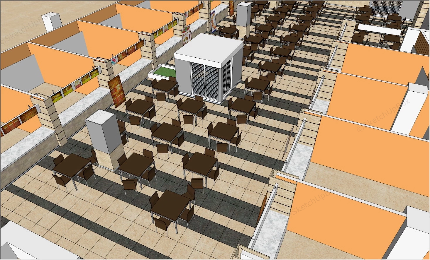 University Canteen Design sketchup model preview - SketchupBox