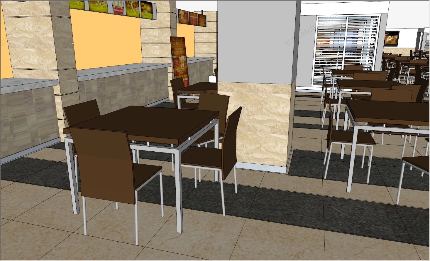 University Canteen Design sketchup model preview - SketchupBox