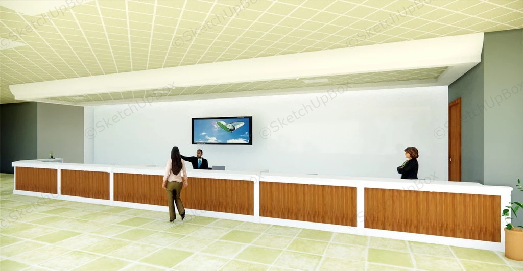 Long Reception Desk sketchup model preview - SketchupBox