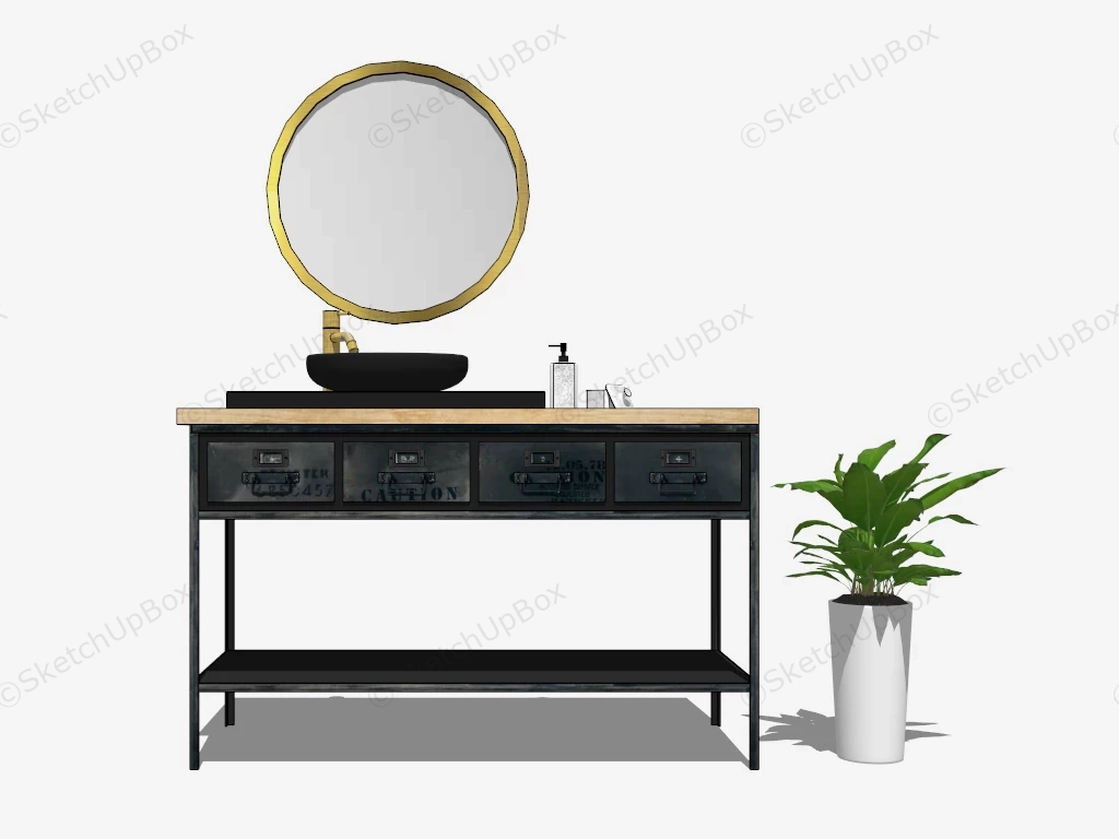 Industrial Rustic Bath Vanity sketchup model preview - SketchupBox