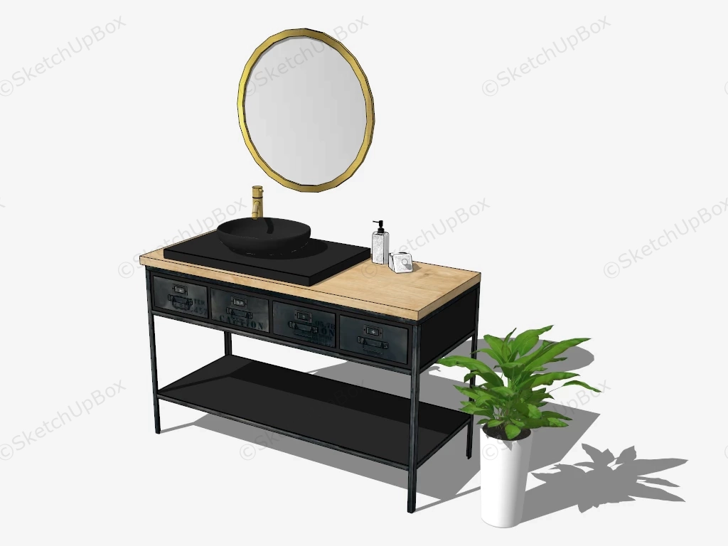 Industrial Rustic Bath Vanity sketchup model preview - SketchupBox