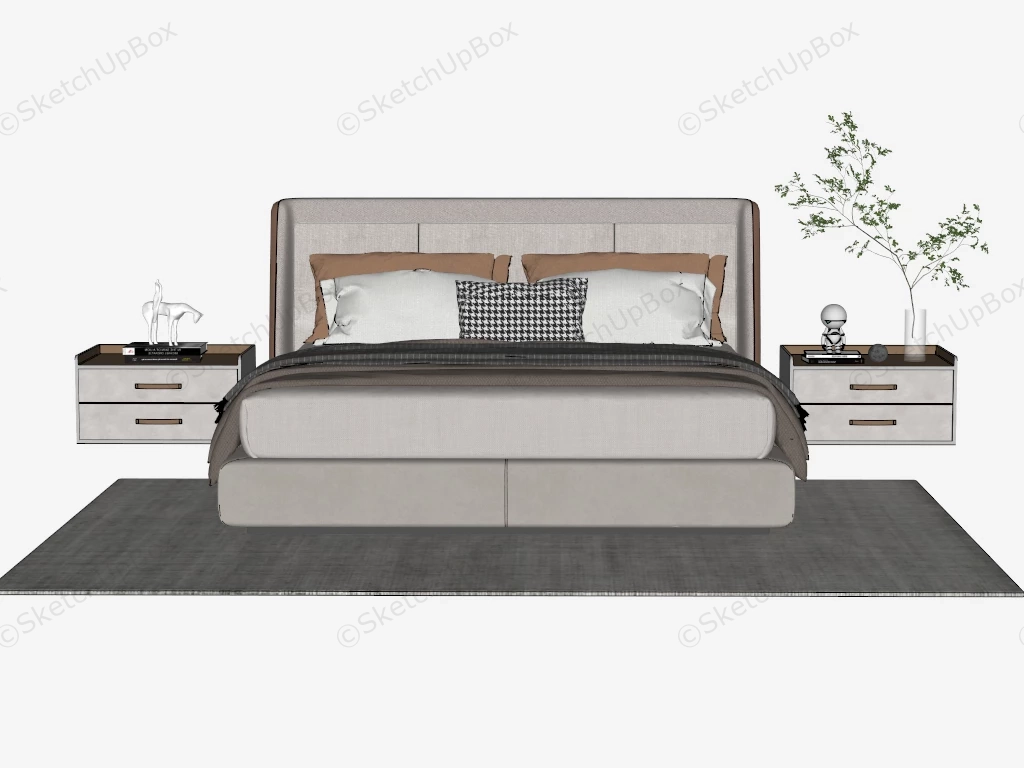 Contemporary Platform Bed With Headboard sketchup model preview - SketchupBox