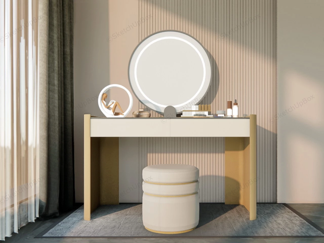 Small Vanity Set With Mirror sketchup model preview - SketchupBox