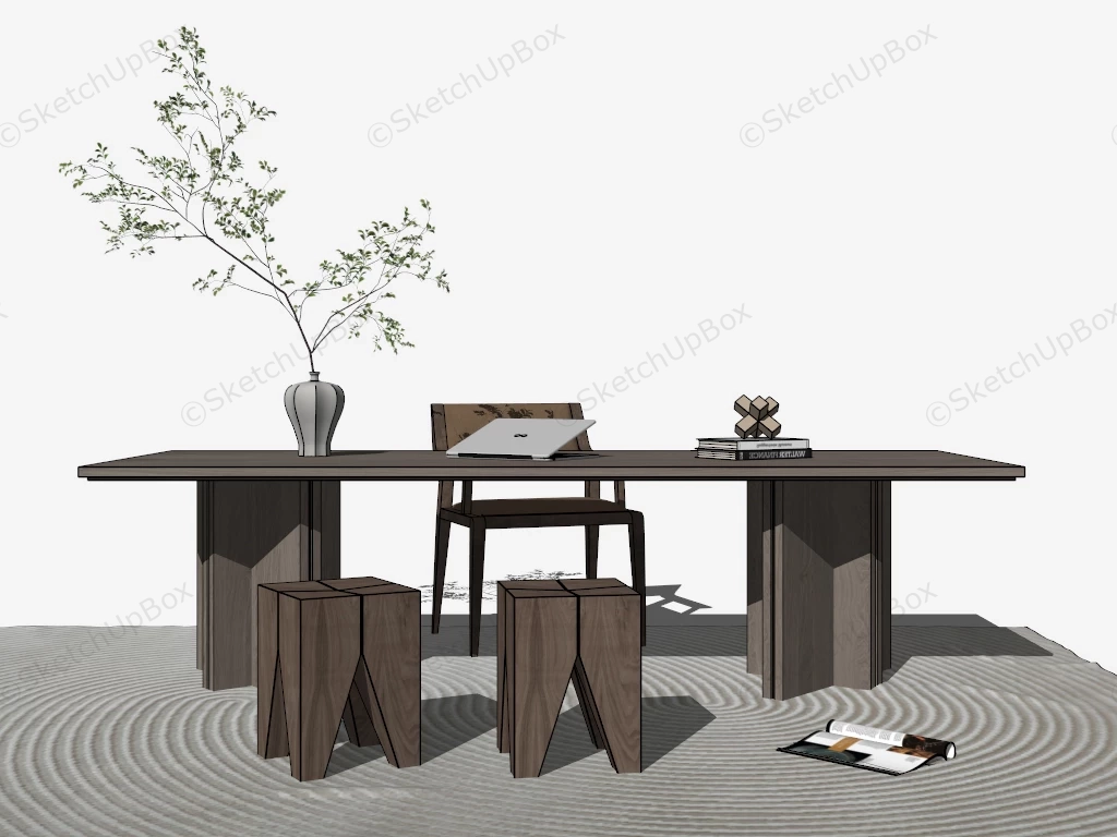 Modern Home Office Desk Furniture sketchup model preview - SketchupBox