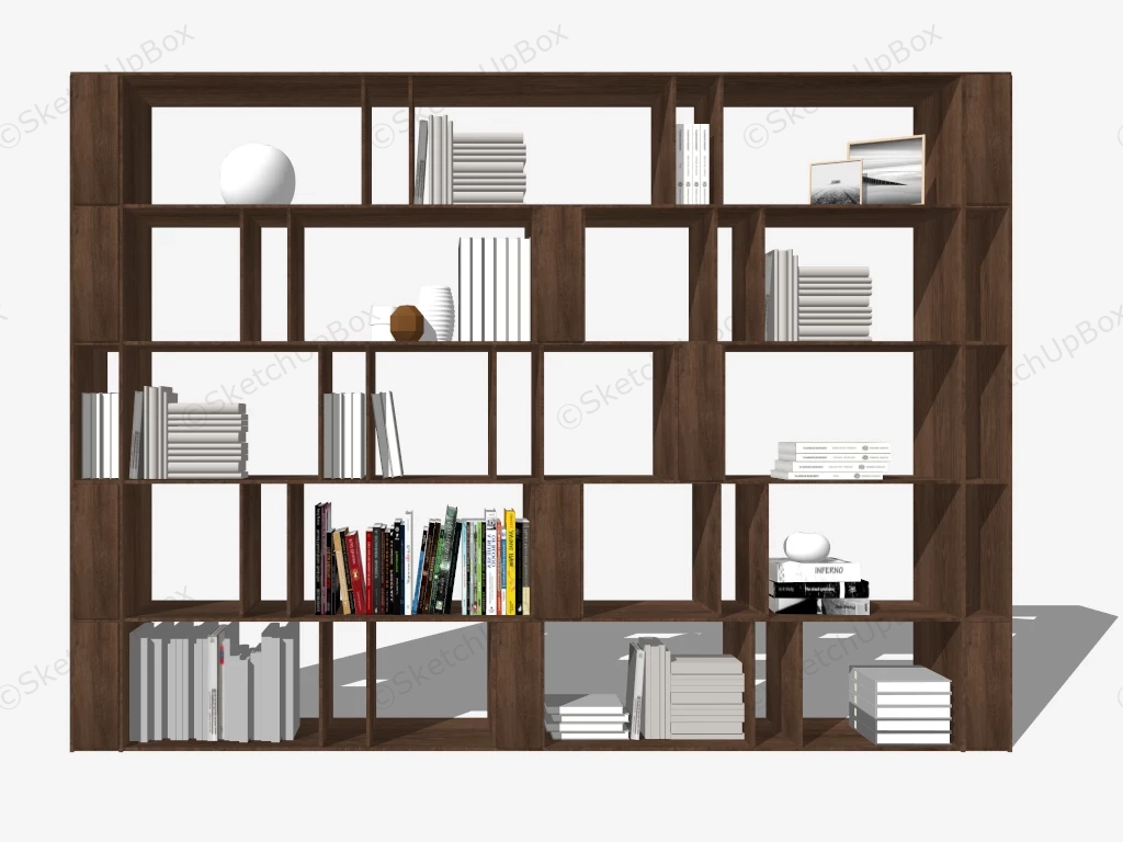 Wood Bookshelf sketchup model preview - SketchupBox