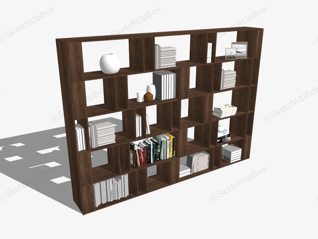 Wood Bookshelf sketchup model preview - SketchupBox