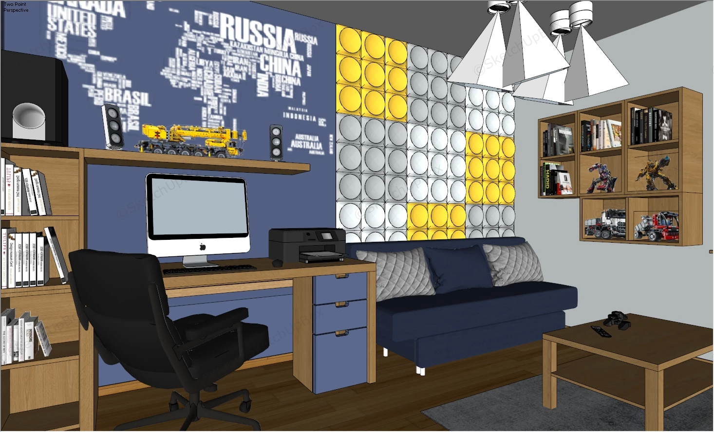 Teen Boy Home Office Design Idea sketchup model preview - SketchupBox