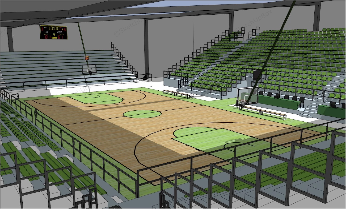 Basketball Court Arena sketchup model preview - SketchupBox