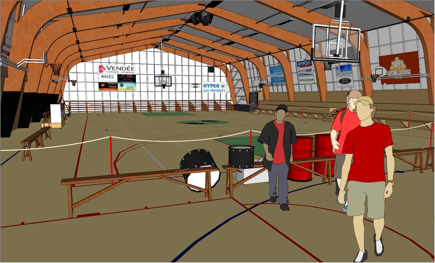 Basketball Gymnasium sketchup model preview - SketchupBox