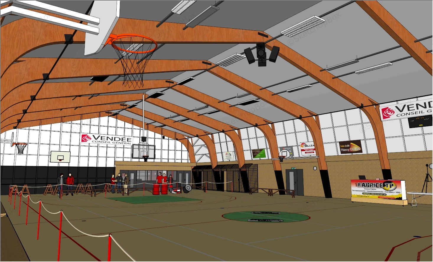 Basketball Gymnasium sketchup model preview - SketchupBox