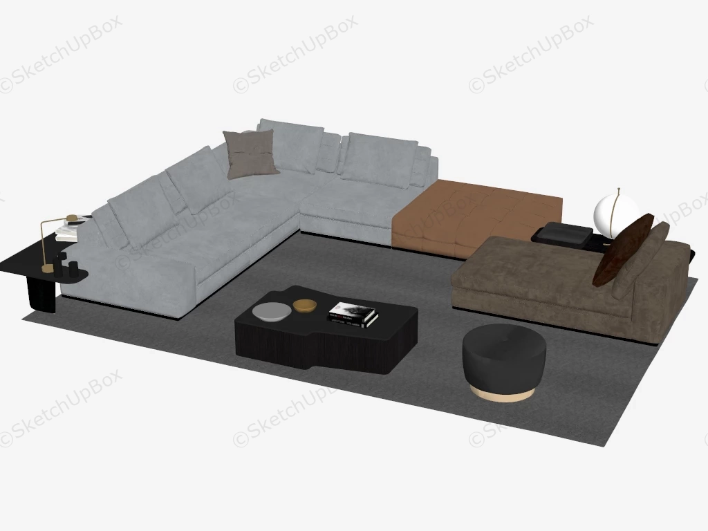 Contemporary Living Room Furniture Sets sketchup model preview - SketchupBox