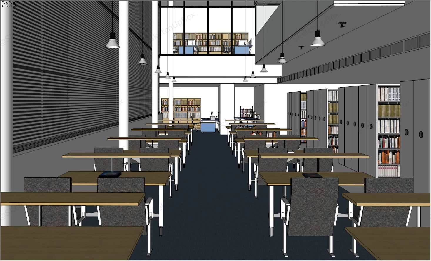 School Library Interior Design sketchup model preview - SketchupBox