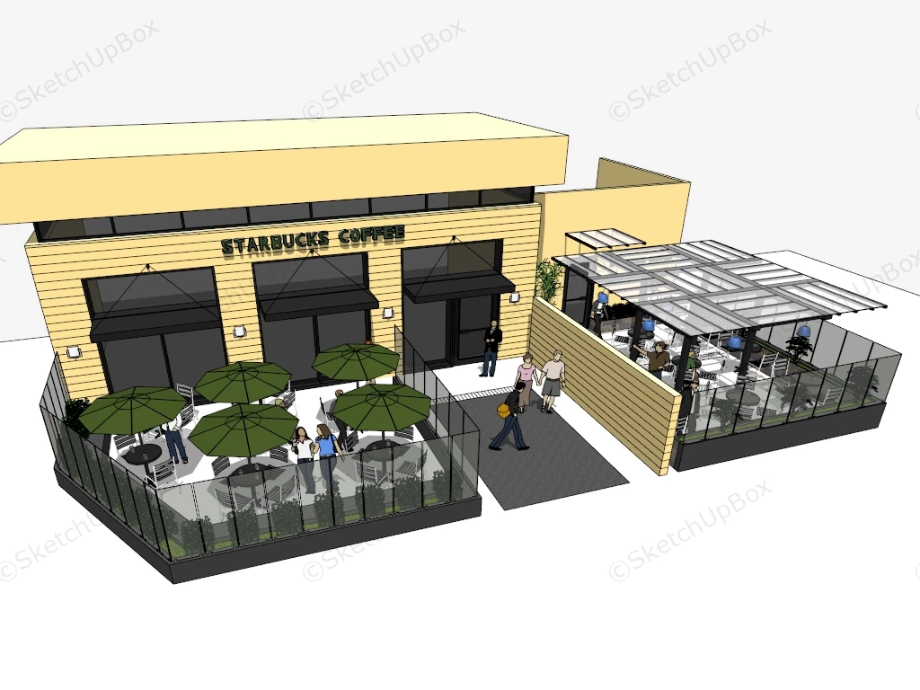 Starbucks Exterior Patio sketchup model preview - SketchupBox