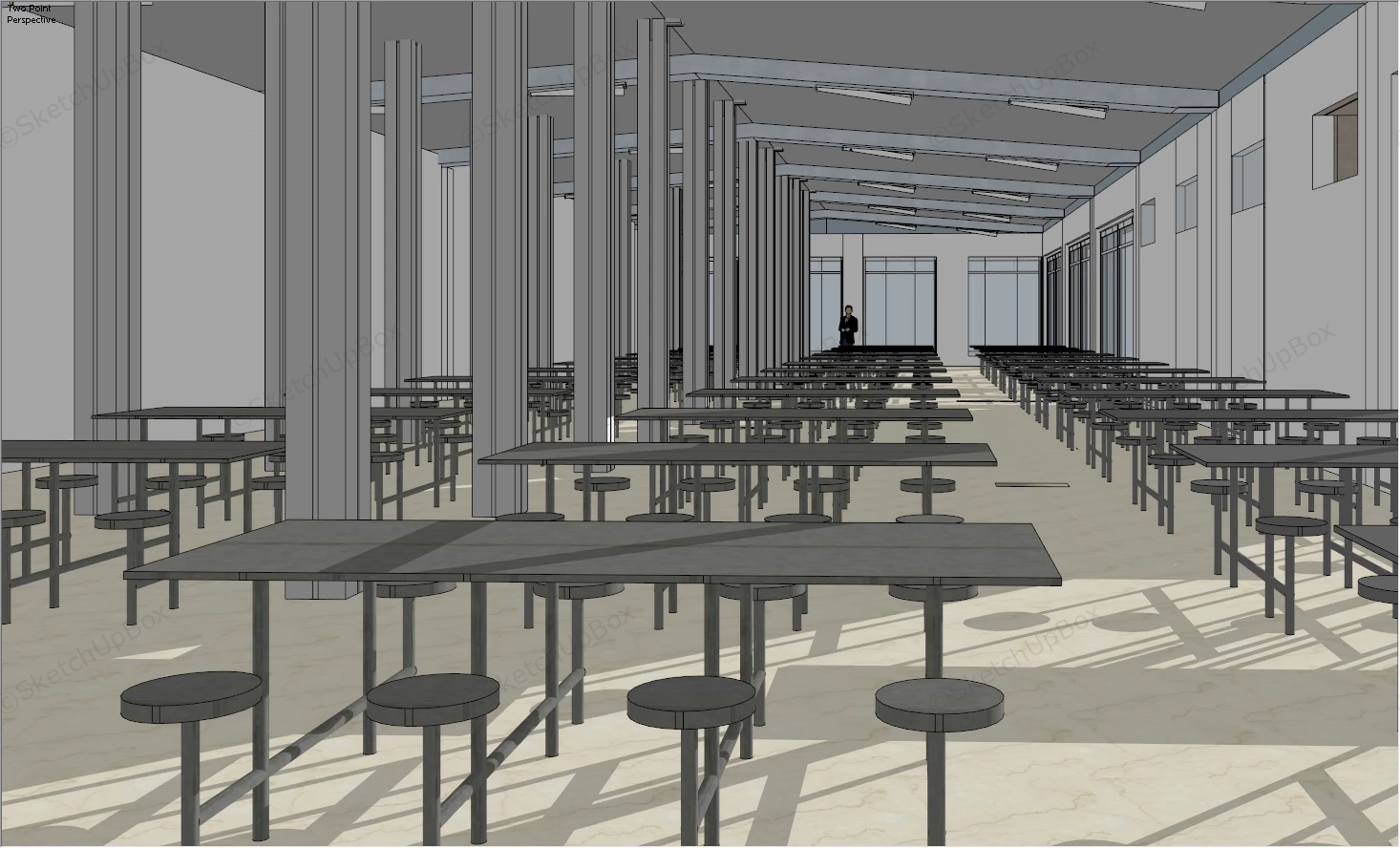 Dining Hall Canteen Design sketchup model preview - SketchupBox