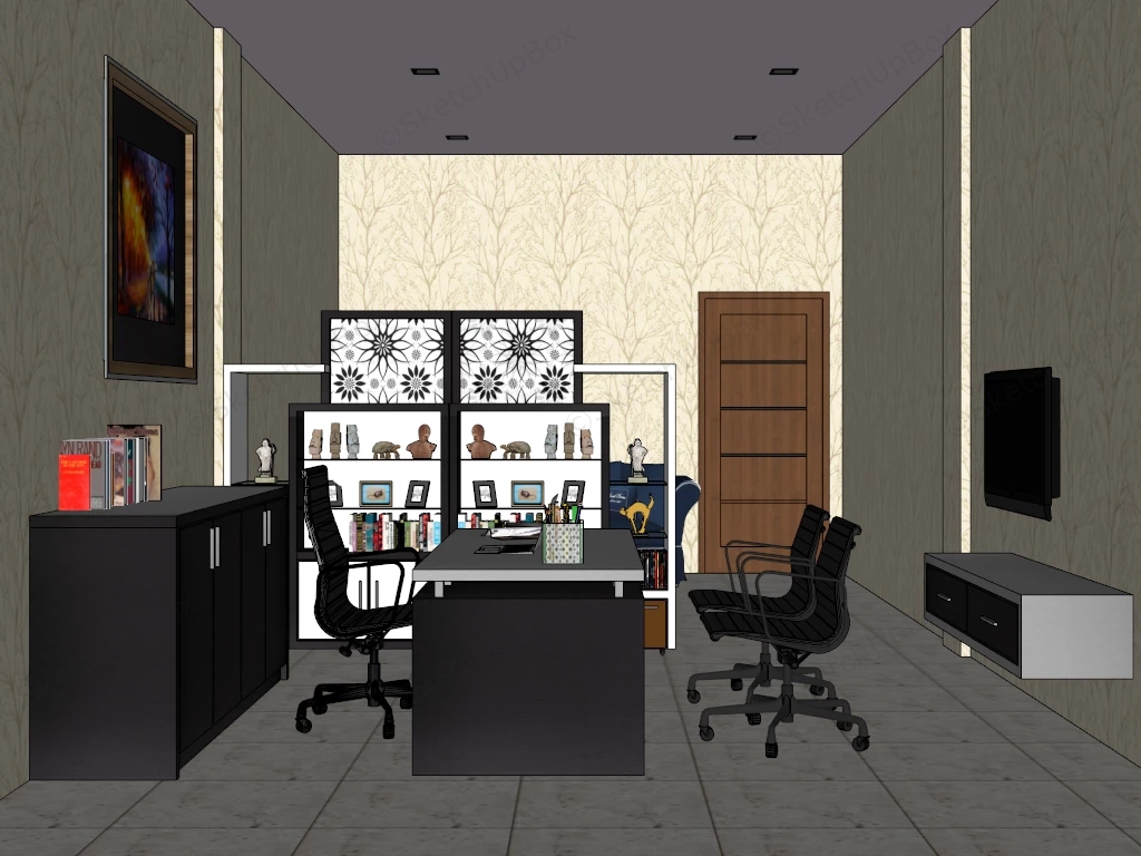 Small Manager Office Design sketchup model preview - SketchupBox