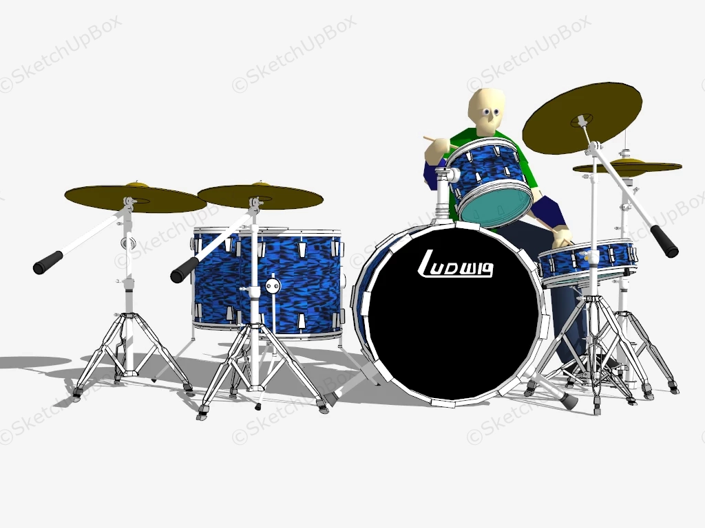 Ludwig Drum Set sketchup model preview - SketchupBox