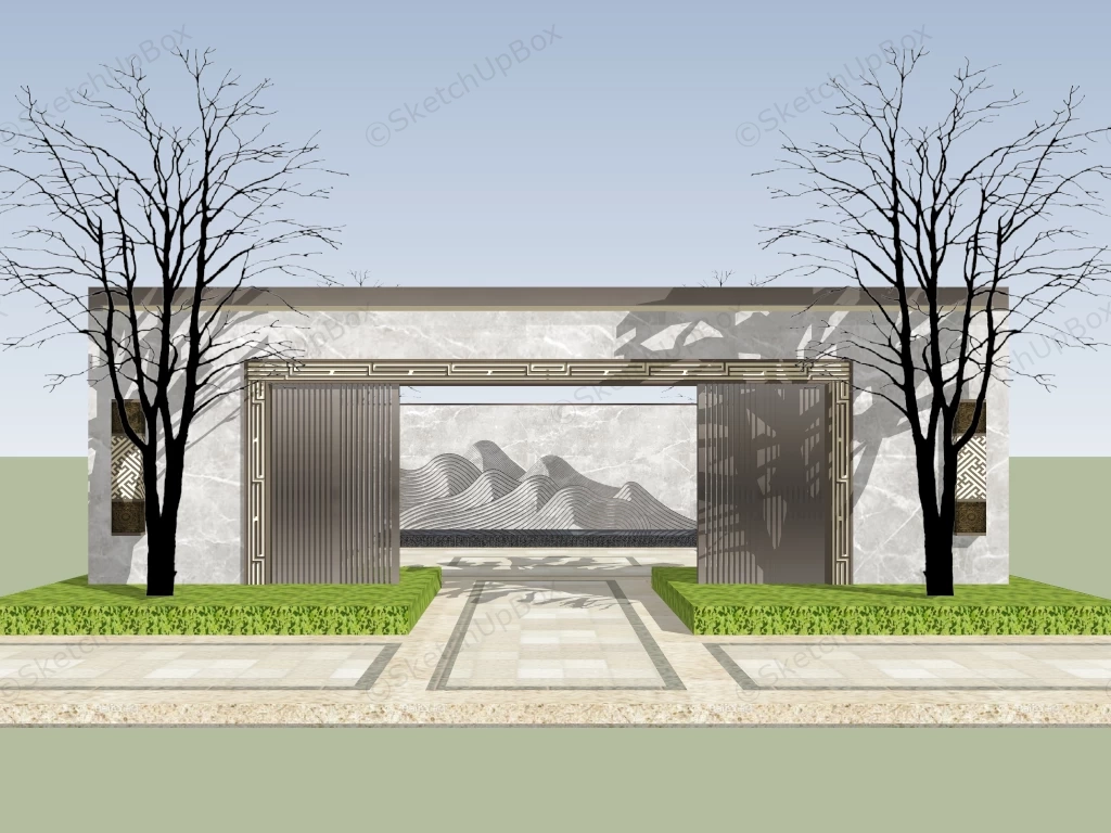 Landscaping Feature Wall sketchup model preview - SketchupBox