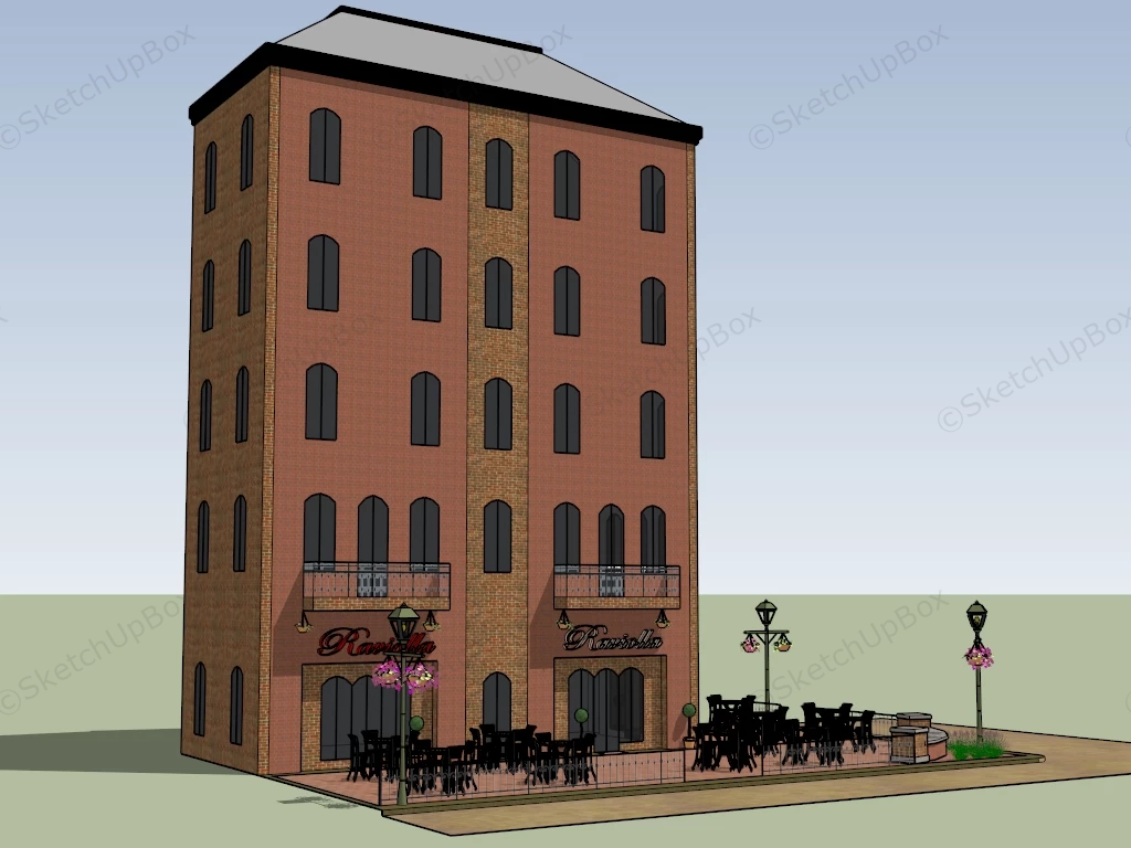 Vintage Street Corner Cafe sketchup model preview - SketchupBox