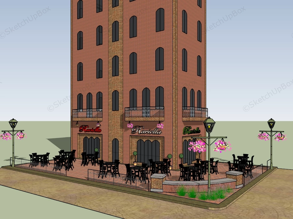 Vintage Street Corner Cafe sketchup model preview - SketchupBox