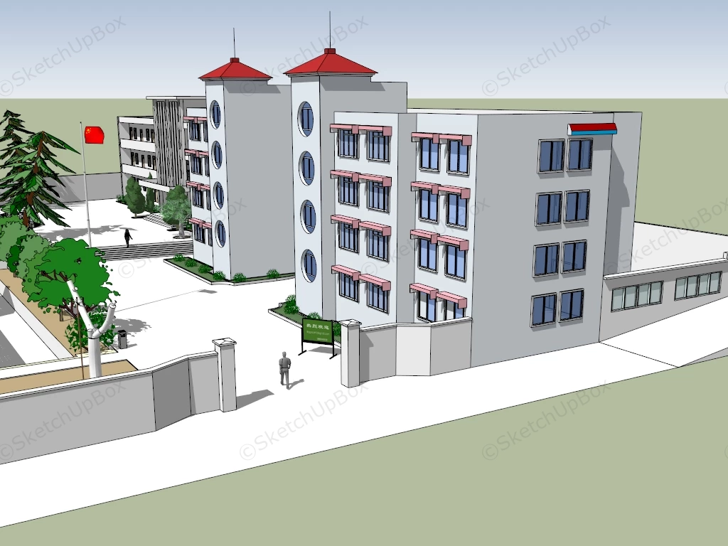 Small Elementary School Exterior sketchup model preview - SketchupBox