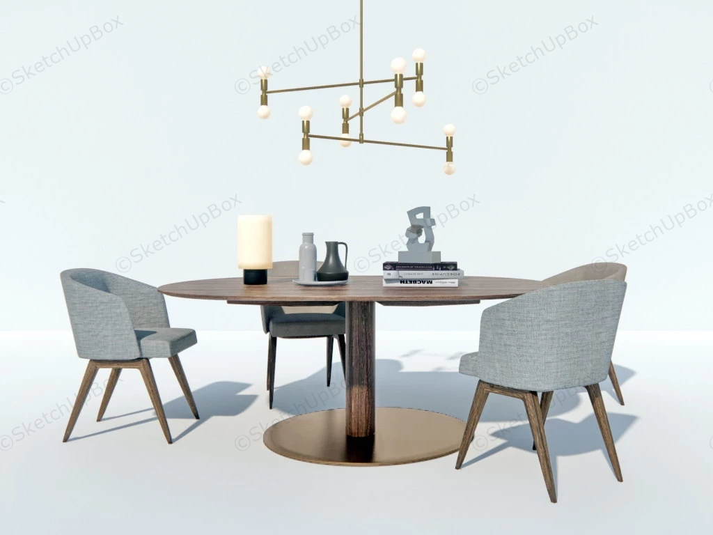 Modern Round Dining Table For 4 sketchup model preview - SketchupBox