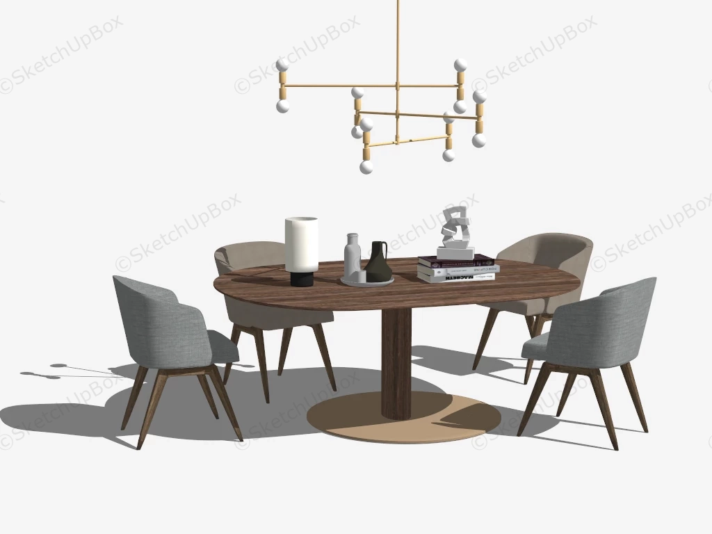 Modern Round Dining Table For 4 sketchup model preview - SketchupBox