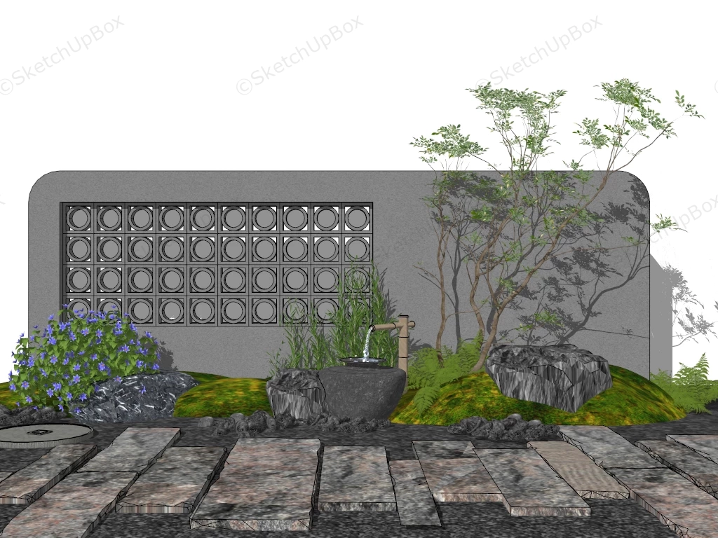 Zen Garden Wall Design sketchup model preview - SketchupBox