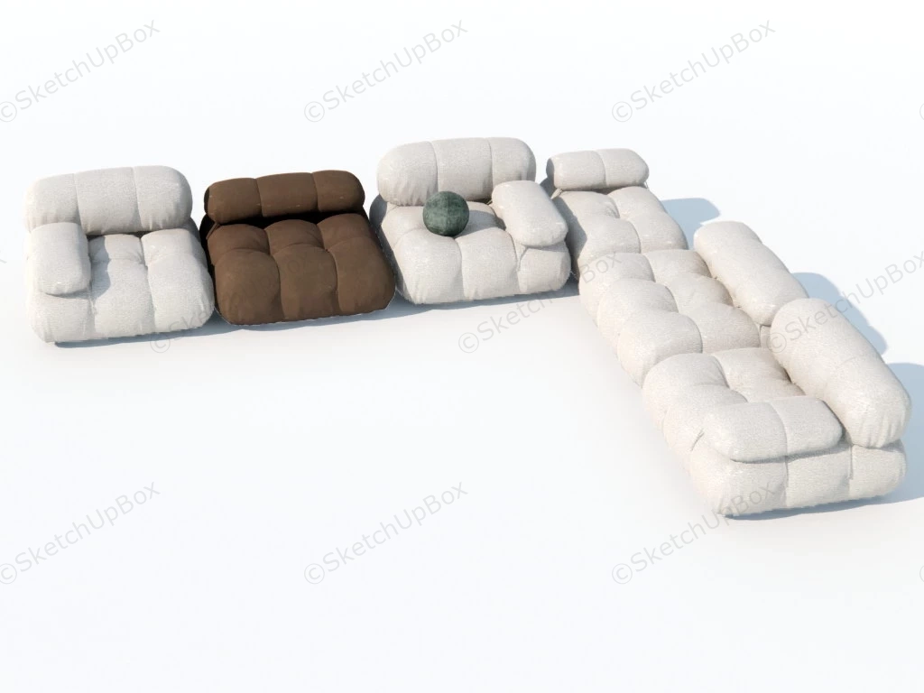 Tufted Upholstered Sectional Sofa sketchup model preview - SketchupBox