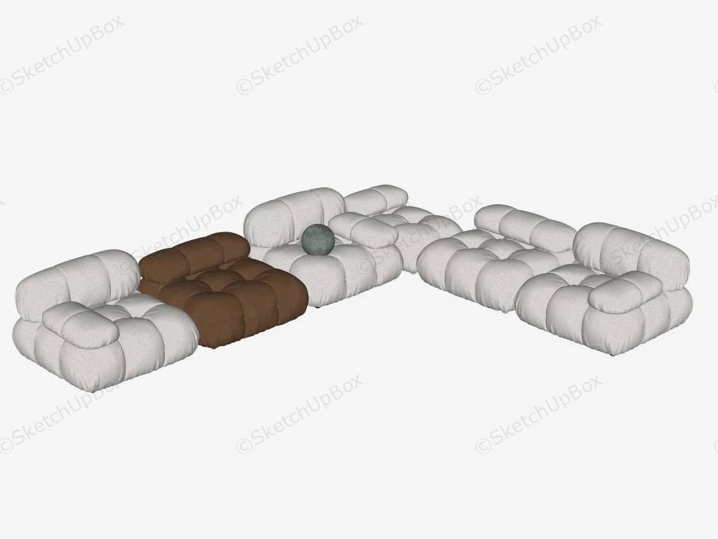 Tufted Upholstered Sectional Sofa sketchup model preview - SketchupBox