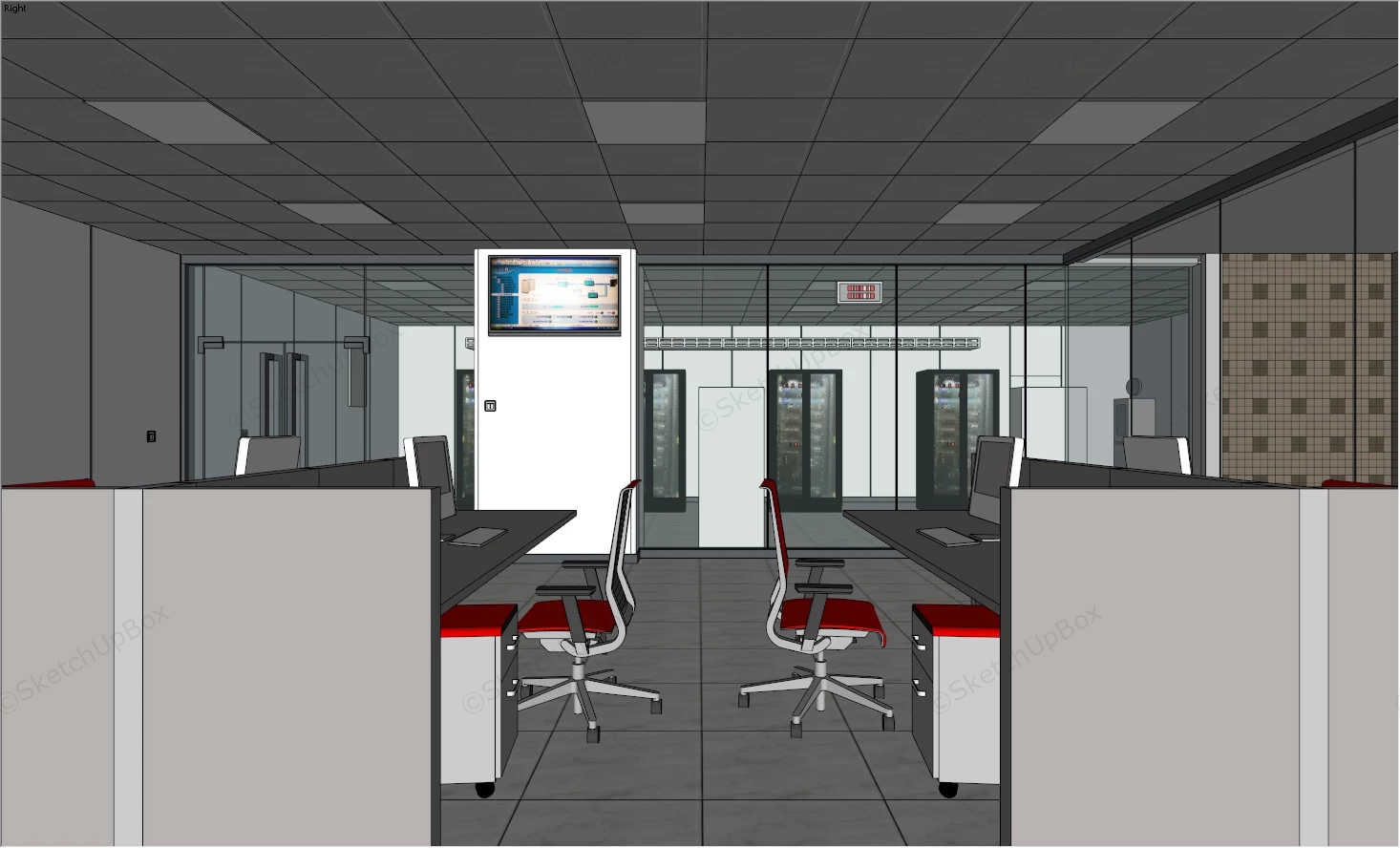 Office Workspace Interior Design sketchup model preview - SketchupBox